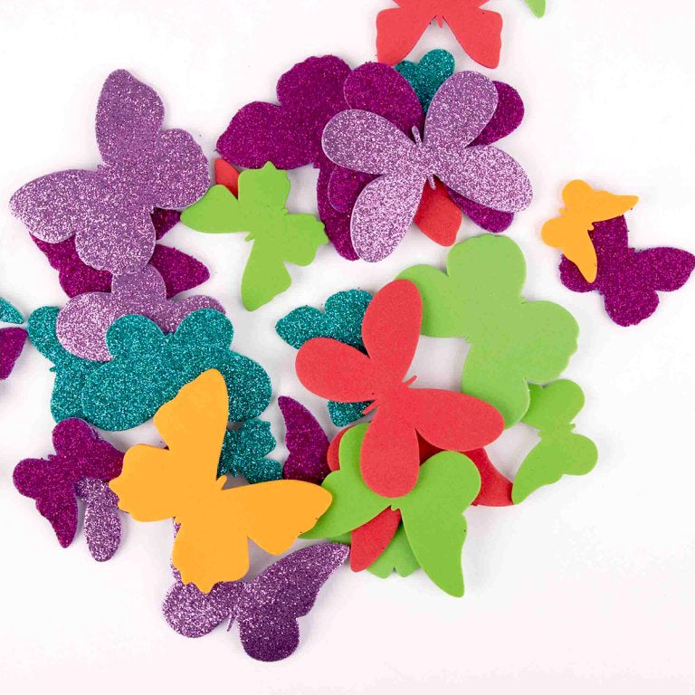 Penovka tvarová – motýle, samolepiaca, mix veľkostí a farieb