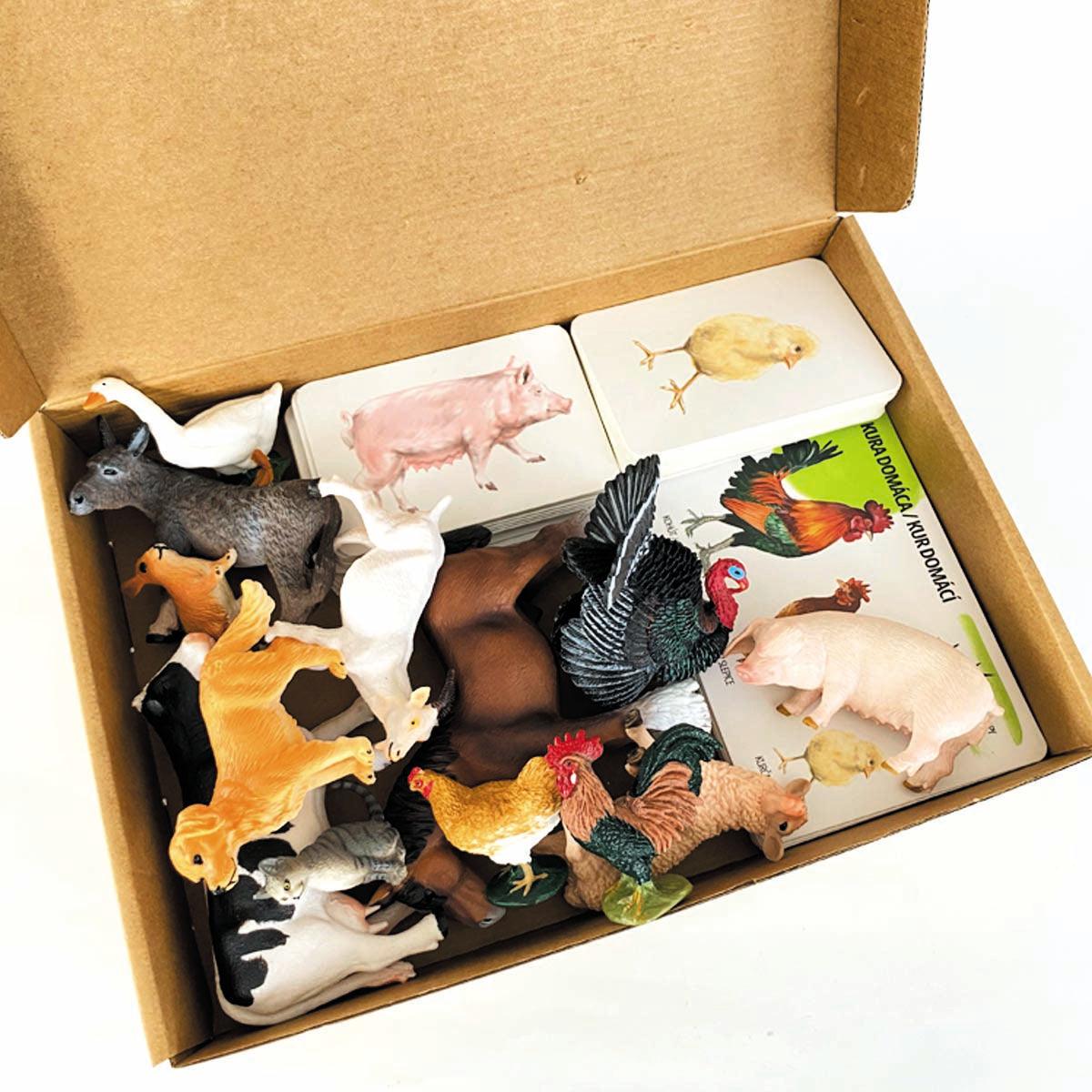 Set figúrok domácich zvierat a edukačných kariet SK/CZ