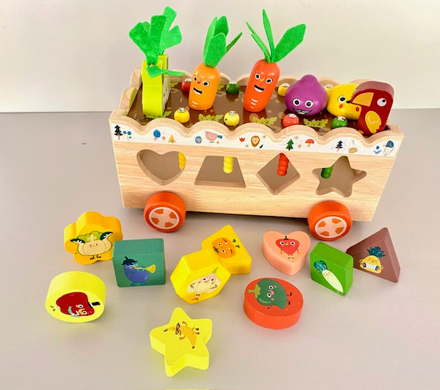 Drevená vkladačka, vozíček