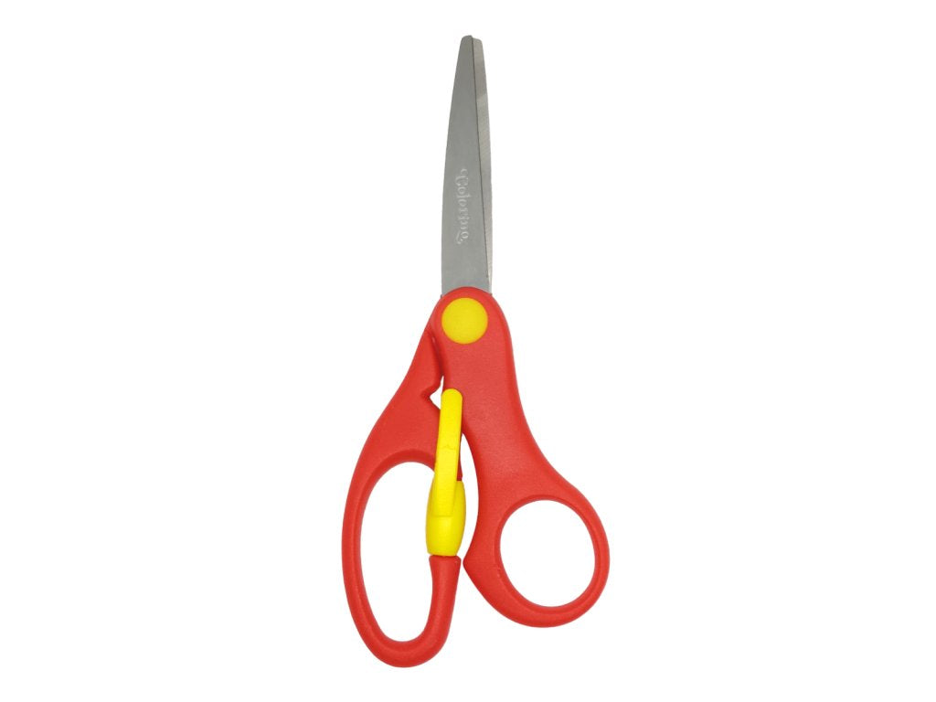 Nožnice detské, 14 cm, bezp. poistka, asymetrické, mix farieb