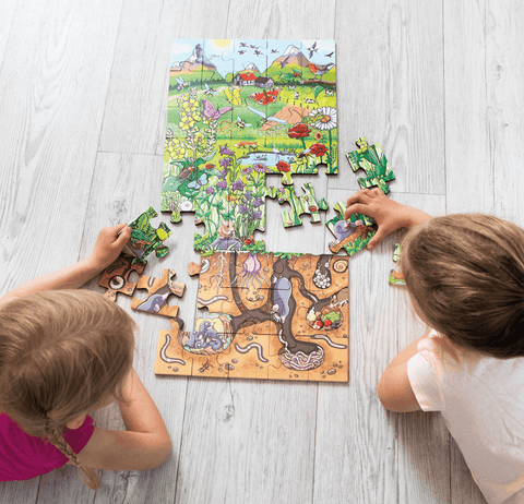 Rozbalené: Podlahové puzzle - Kvety na lúke