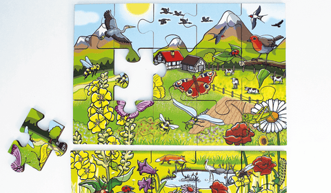 Rozbalené: Podlahové puzzle - Kvety na lúke