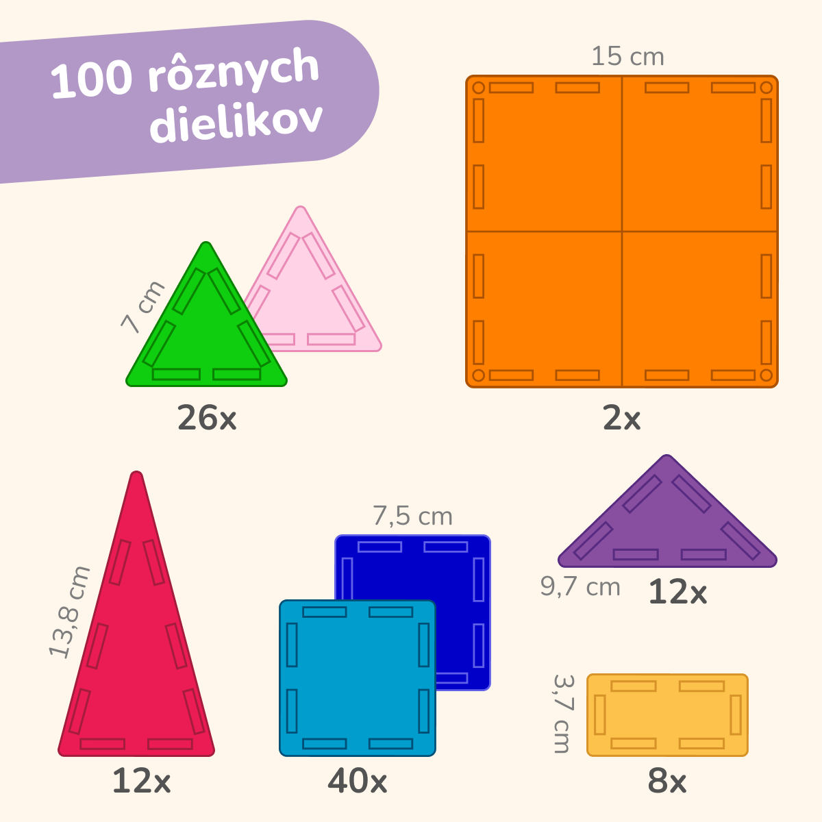 Magnetická stavebnica COLORMAG 100 kusov