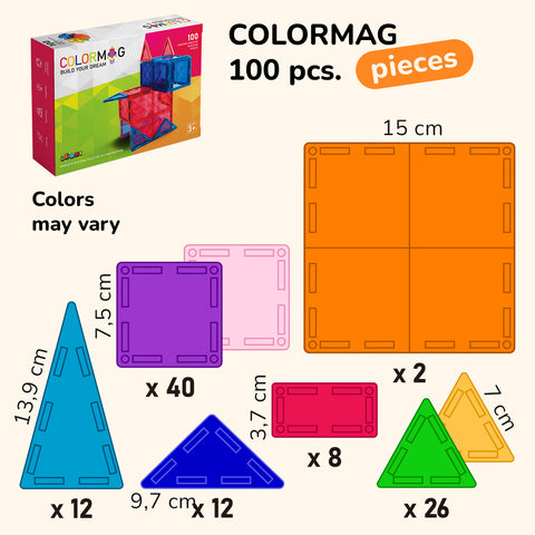 Magnetická stavebnica COLORMAG 100 kusov