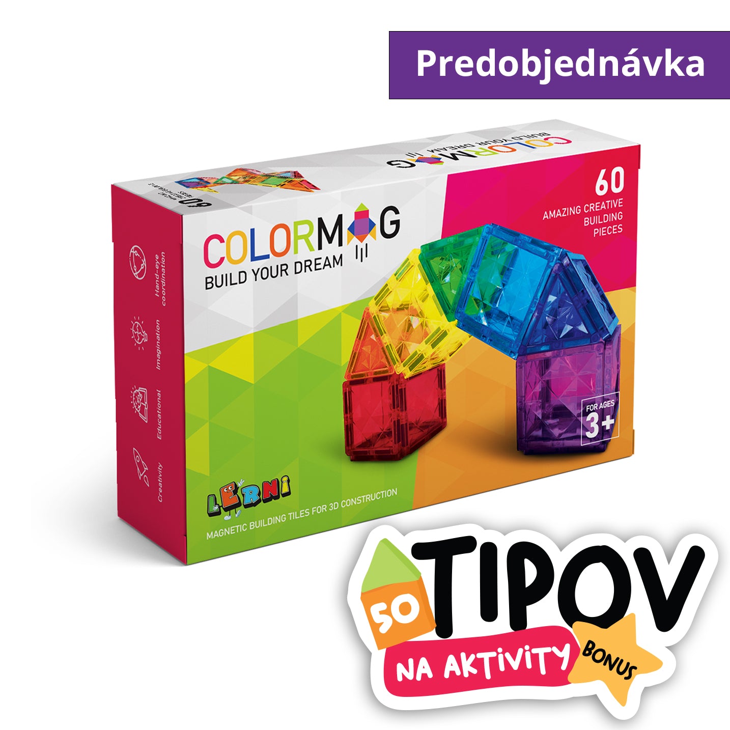 Rozbalené Magnetická stavebnica COLORMAG 60 - classic