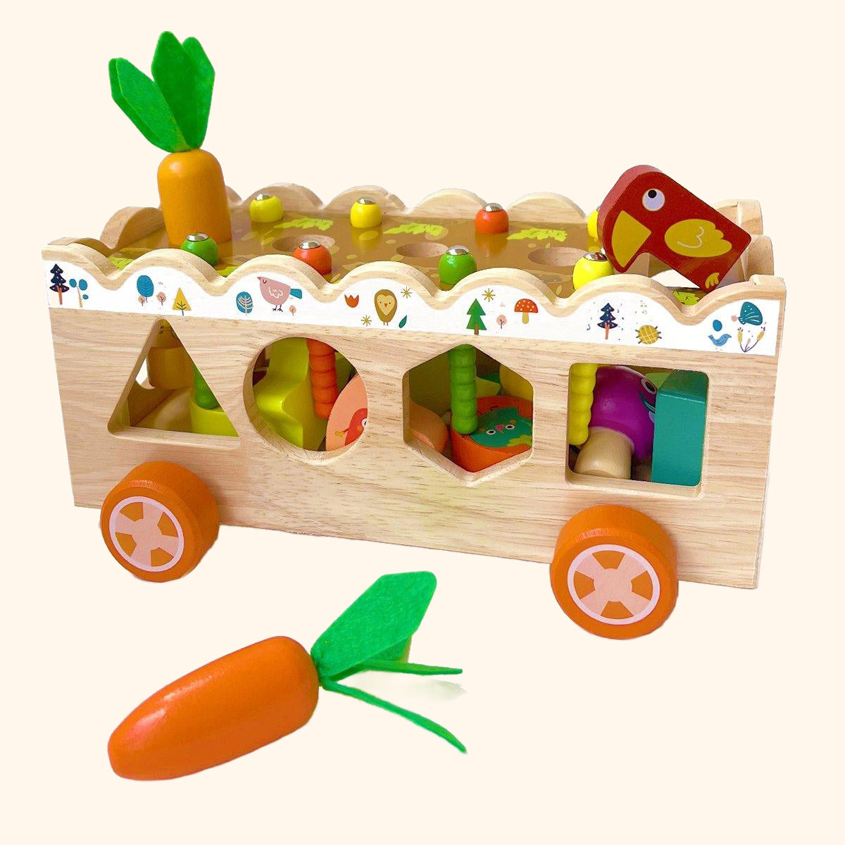 Drevená vkladačka, vozíček