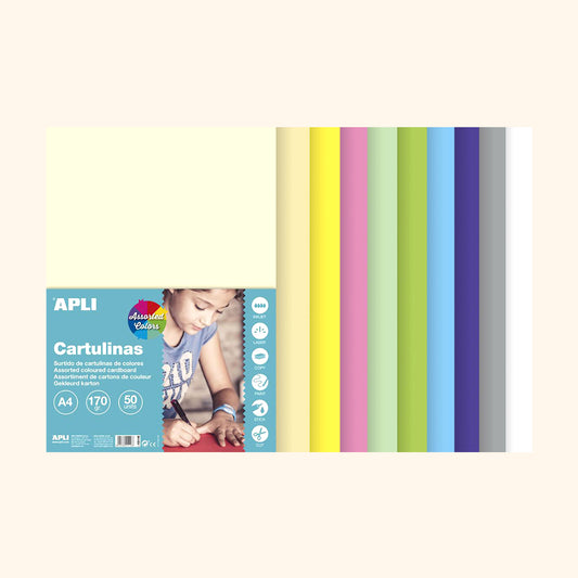 Farebný Papier, A4, 170 g, mix pastelových farieb - 50 ks