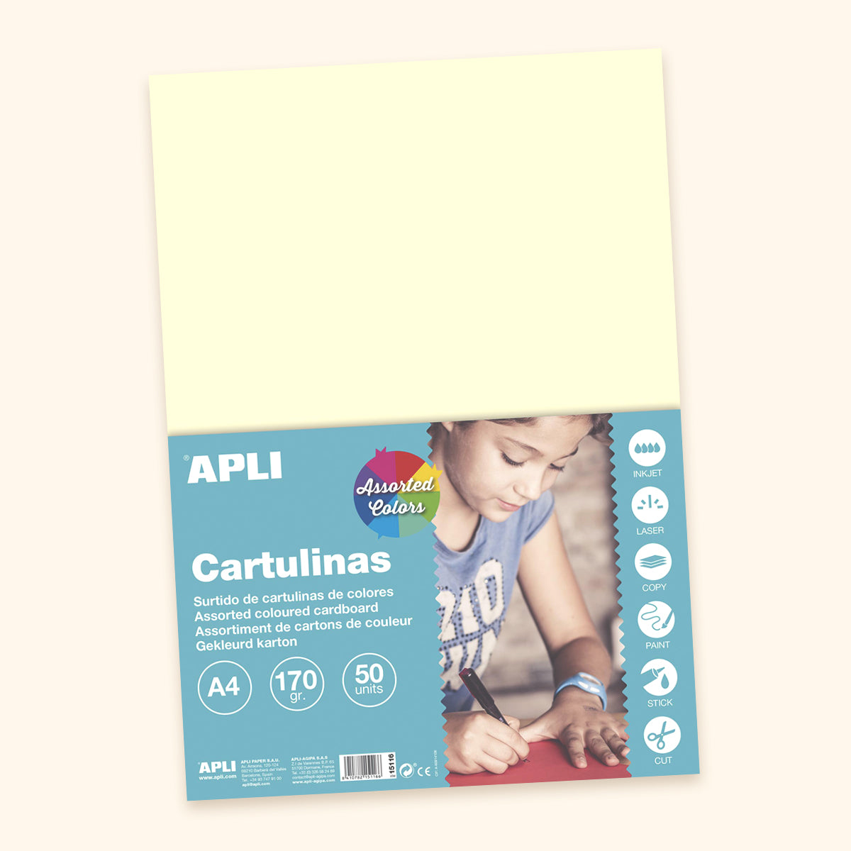 Farebný Papier, A4, 170 g, mix pastelových farieb - 50 ks