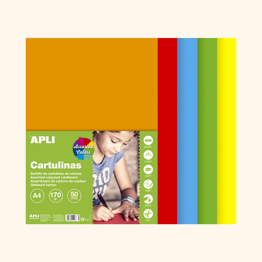 Farebný Papier, A4, 170 g, mix sýtych farieb - 50 ks