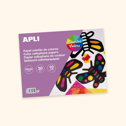Fólia celofánová, 32 × 24 cm, blok 10 listov, mix farieb