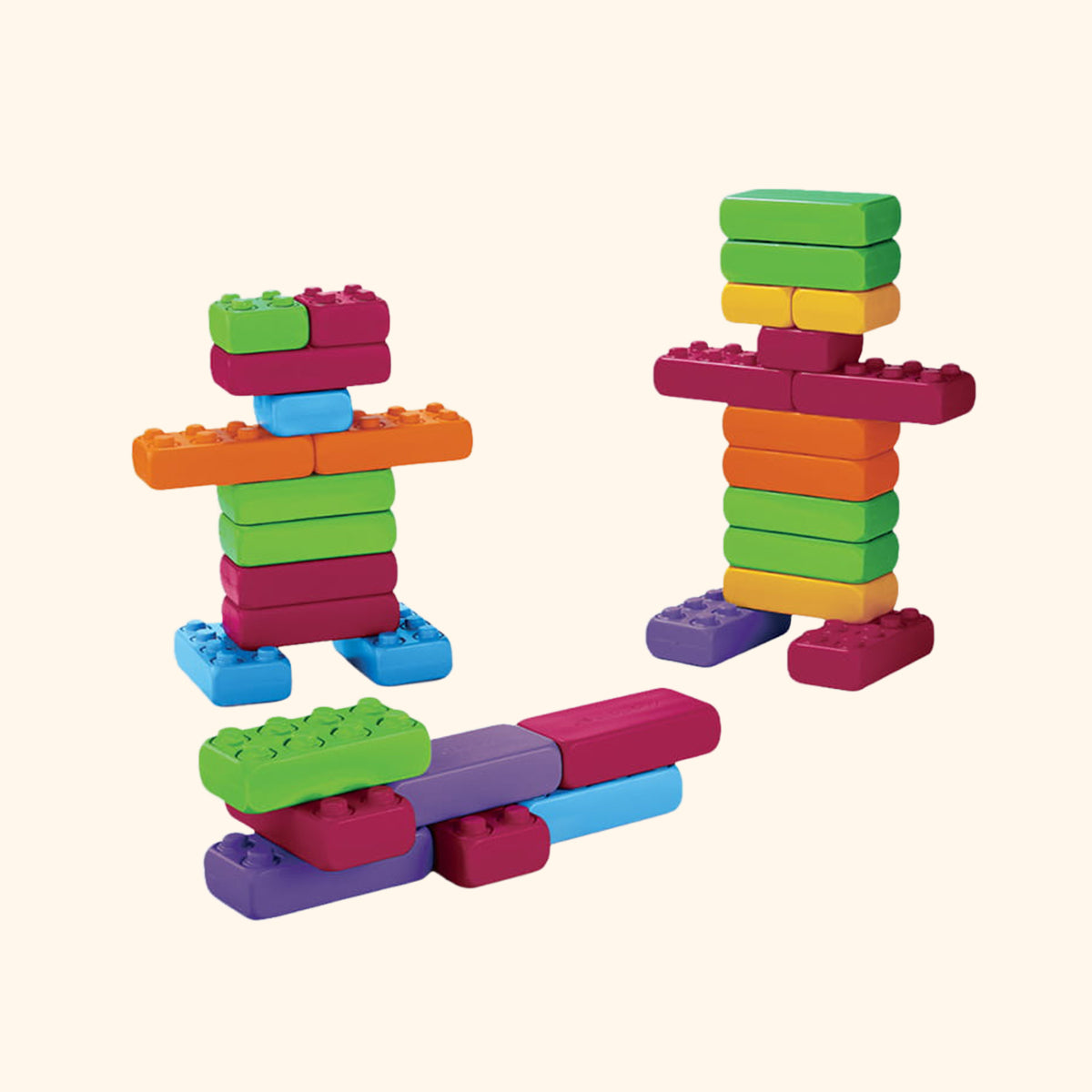 Maxikocky tehličky 33 kusov - pastelové