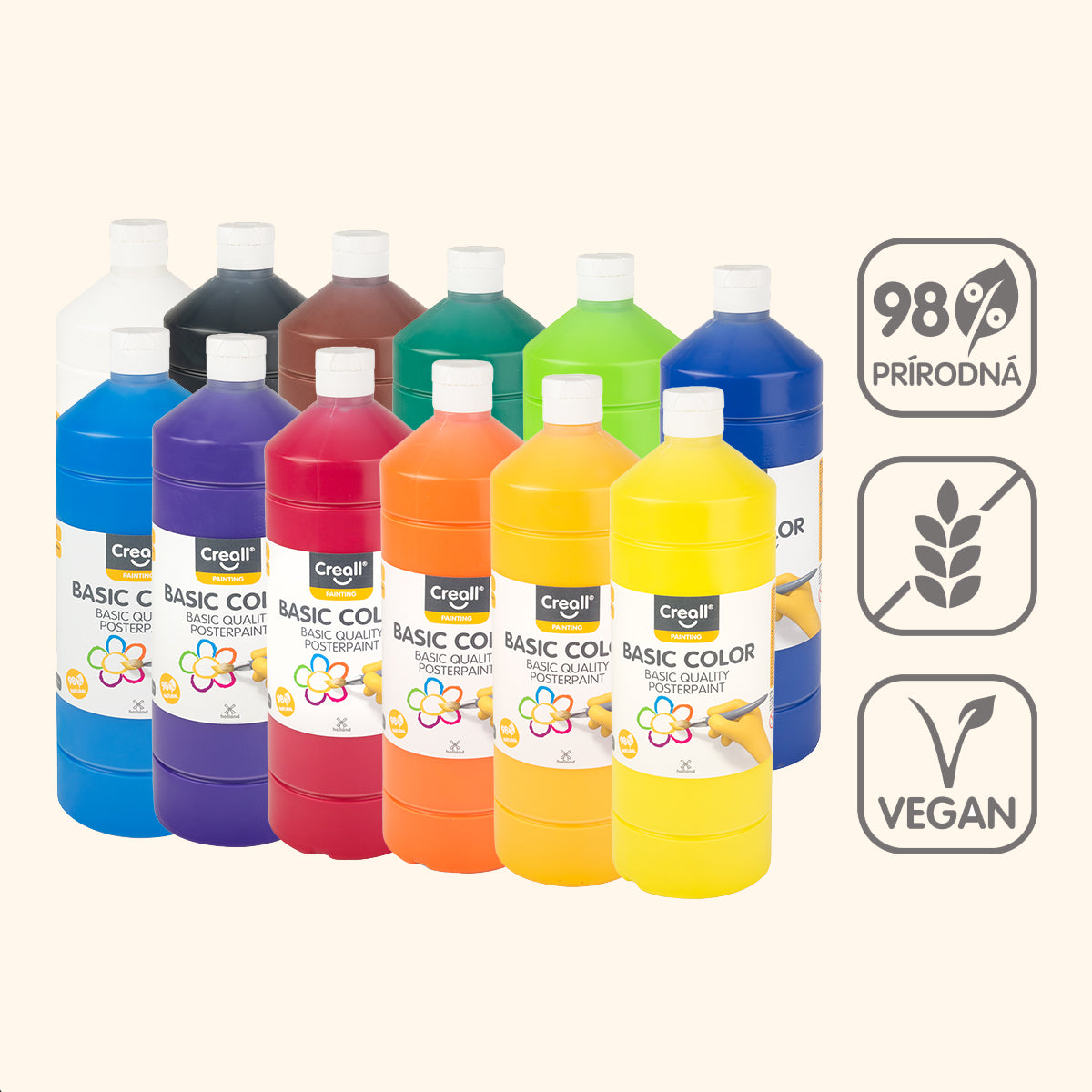 temperové farby12x 1000 ml - mix farieb