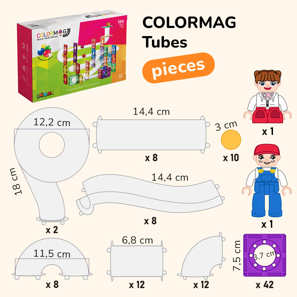 Magnetická stavebnica COLORMAG TUBES