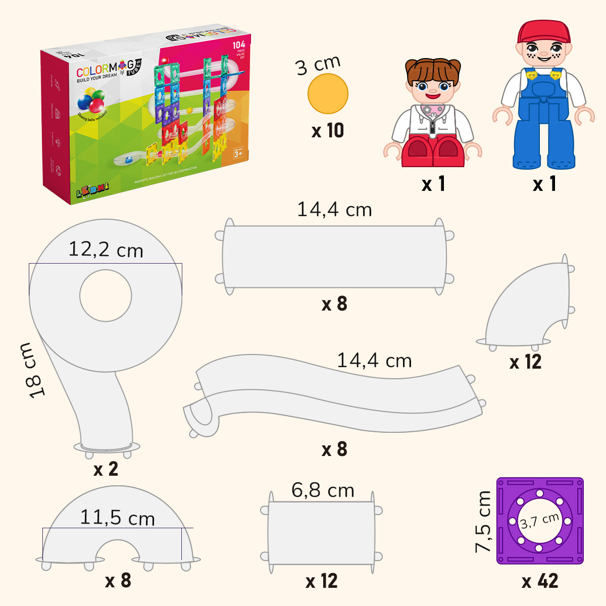 Magnetická stavebnica COLORMAG TUBES