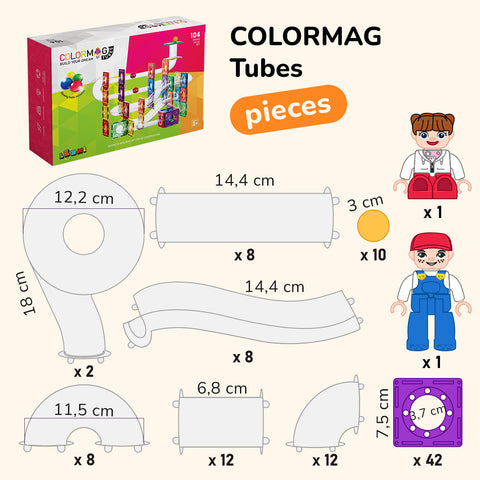 Magnetická stavebnica COLORMAG TUBES
