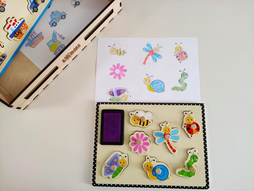 Drevené detské pečiatky puzzle Čarovná záhrada - Lerni.sk